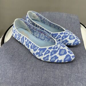 Skechers Cleo Ballet Flats Womens 10 Blue Leopard Print Stretch‎ Fit Pointed Toe